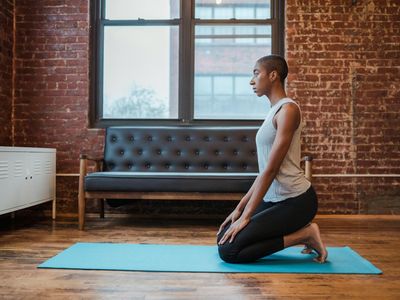 Zen inspired minimalist interior with yoga mat